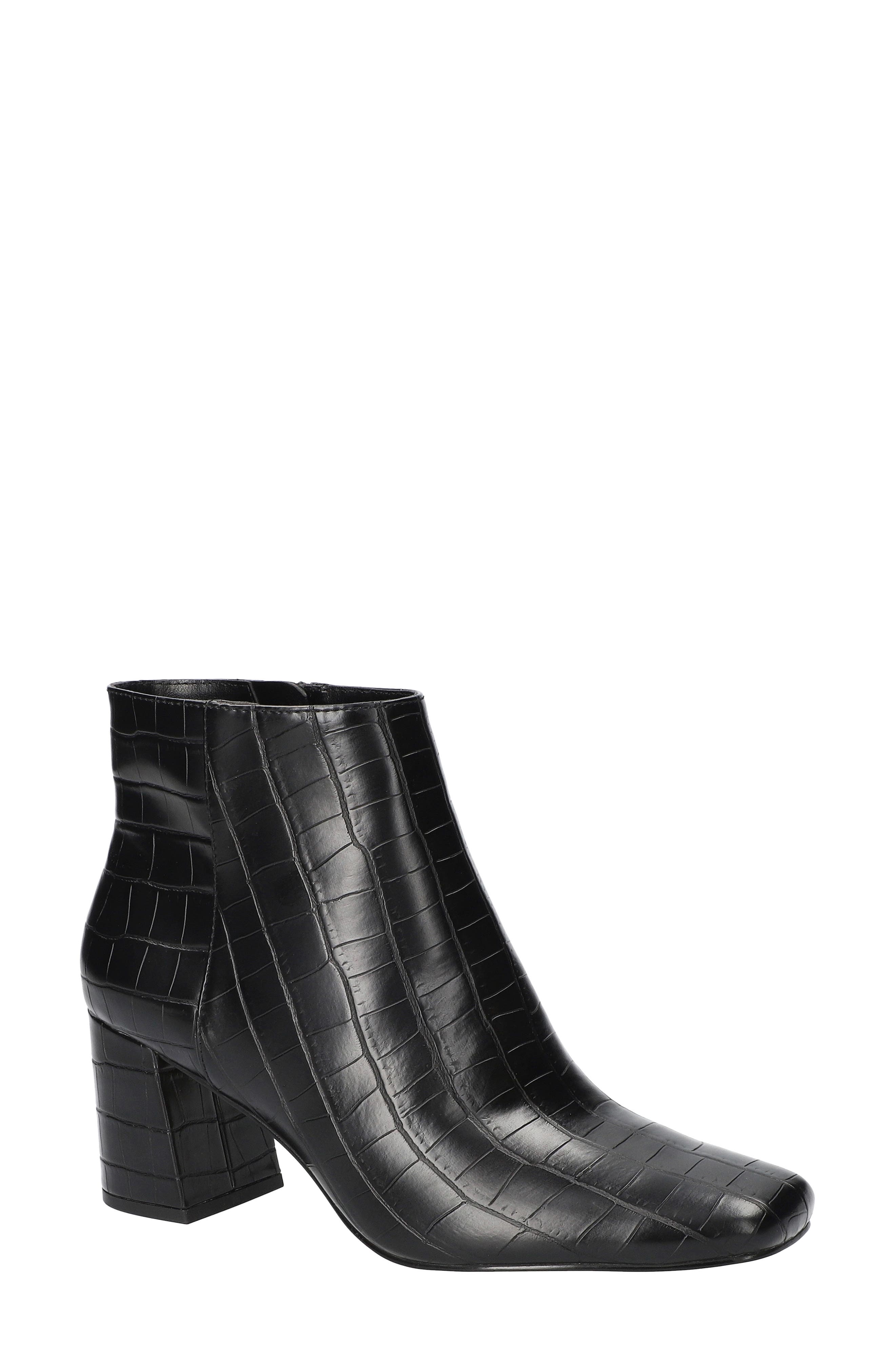 Bella Vita Wilma Croc Embossed Bootie, Main, color, Black Croco