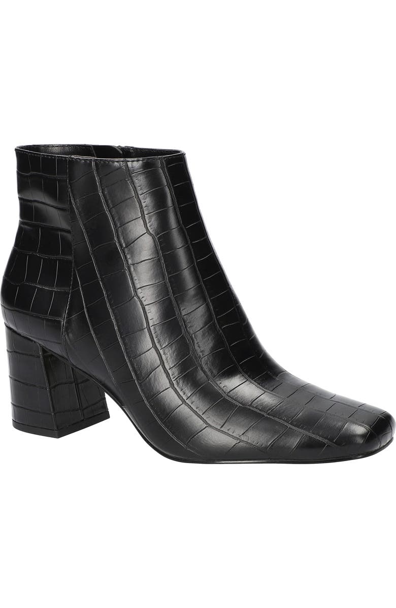 Bella Vita Wilma Croc Embossed Bootie, Main, color, Black Croco