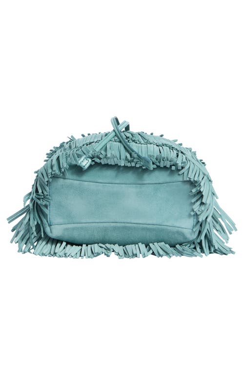 Stuart Weitzman Mini Rae Fringe Bucket Bag In Green