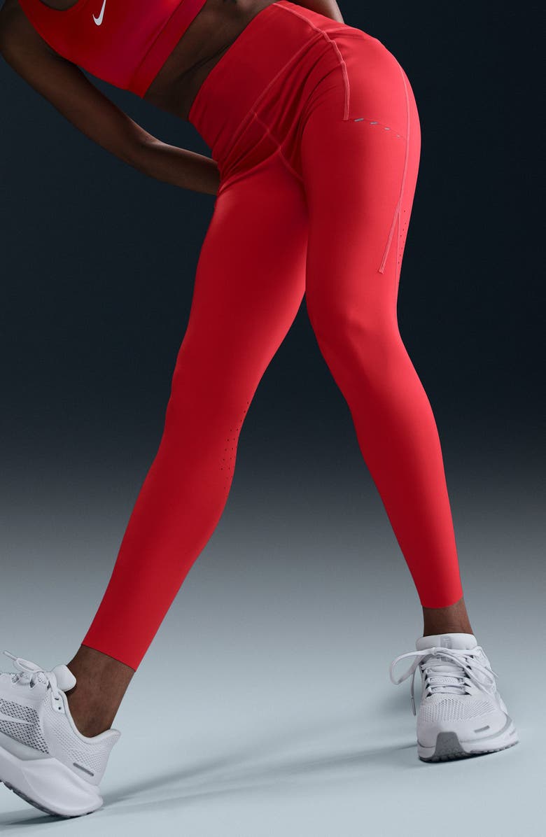 Nike Swift High-Waisted Pocket 7/8 Running Leggings, Alternate, color, Light Crimson