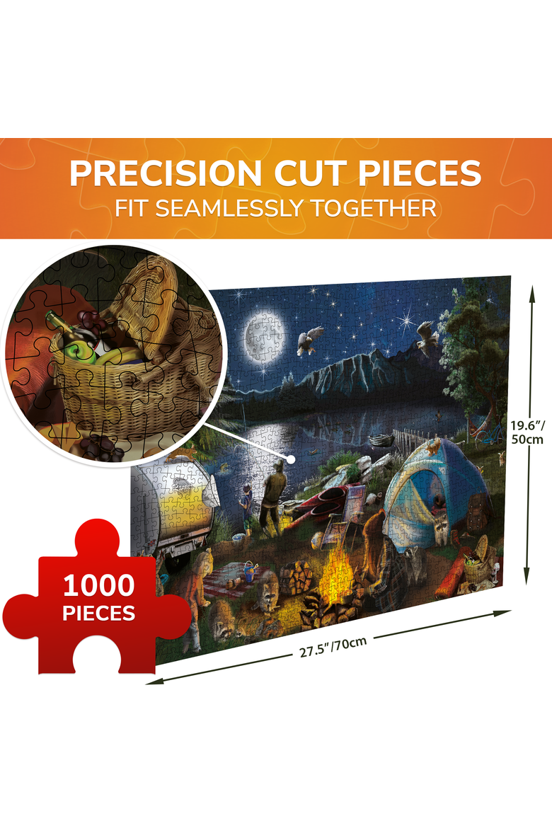 1000 Piece Adventure Jigsaw Puzzle for Adults, Alternate, color, Campfire