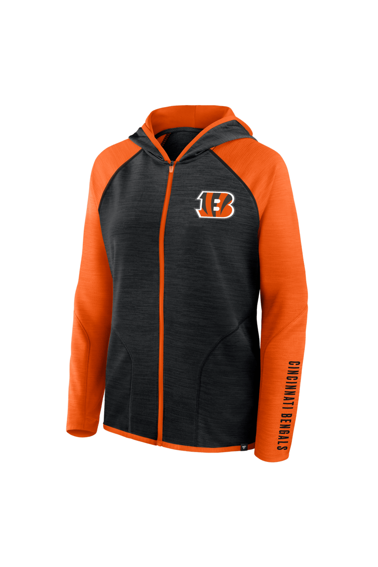 Women's Fanatics Black/Orange Cincinnati Bengals Redzone End Around Pass Raglan Full-Zip Hoodie, Alternate, color, Black