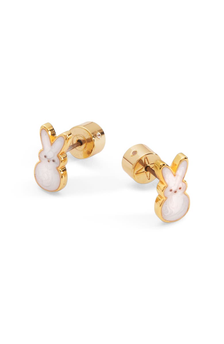 Alex and Ani Peeps<sup>®</sup> Pearlized Bunny Stud Earrings, Main, color, 