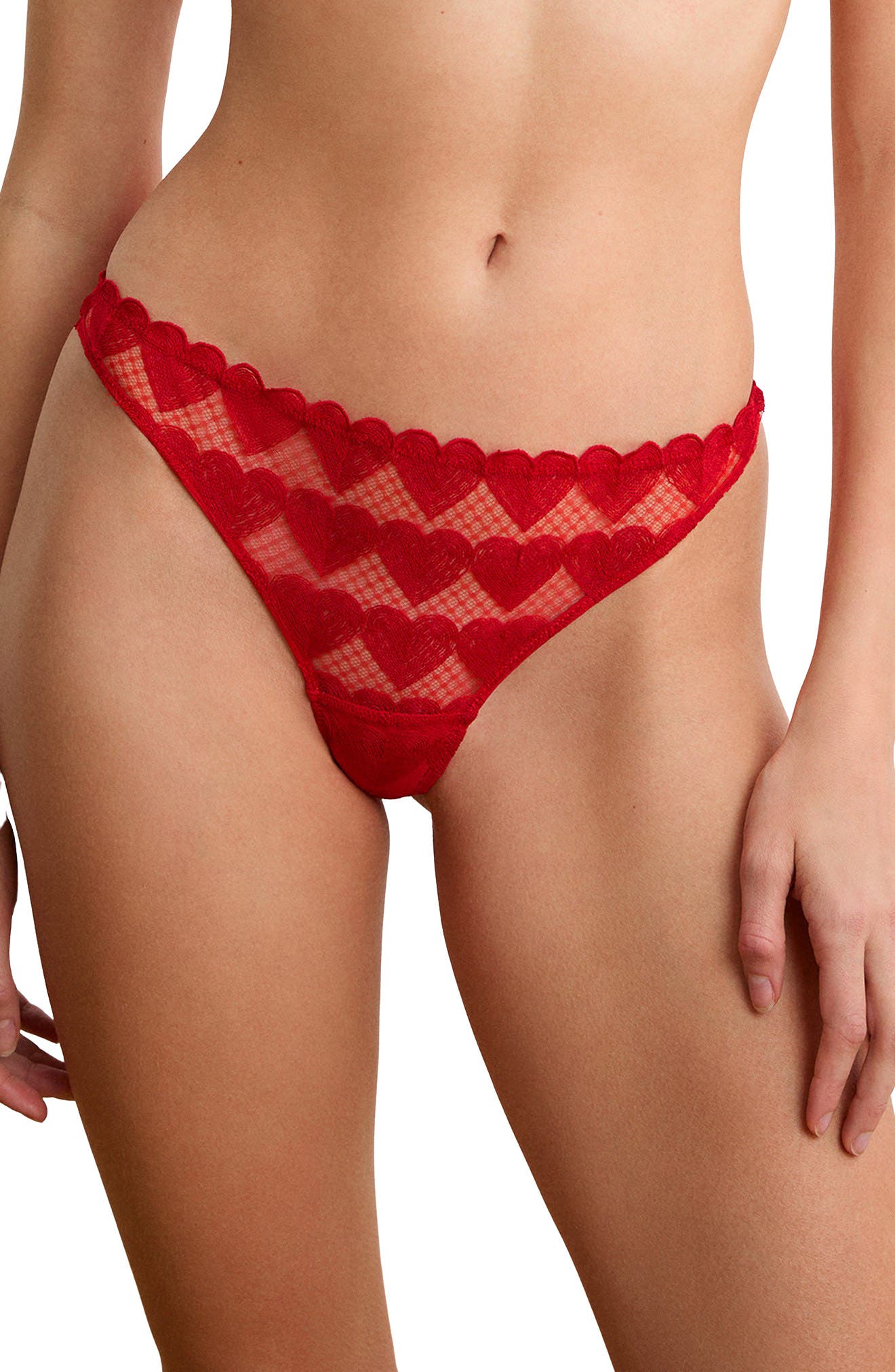 Etam Desir Heart Embroidered Tanga Thong