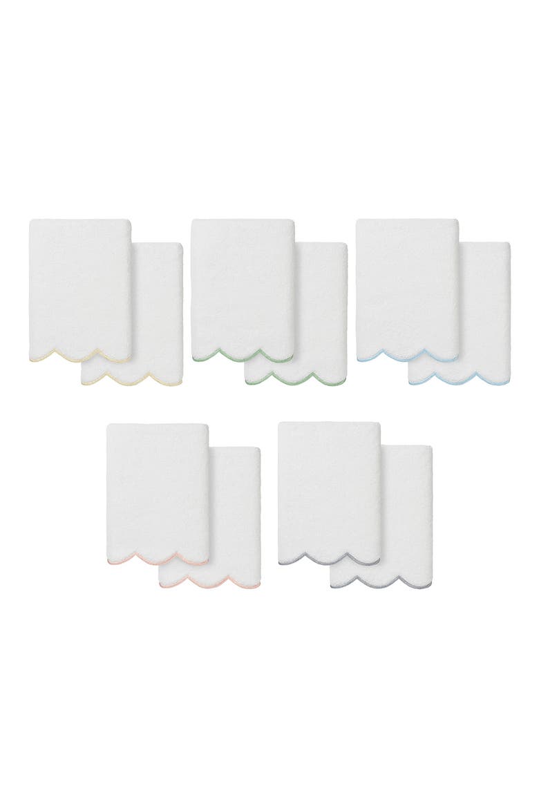 Adornia Scallop Set of 2 Hand Towels, Alternate, color, WHITE/ PINK