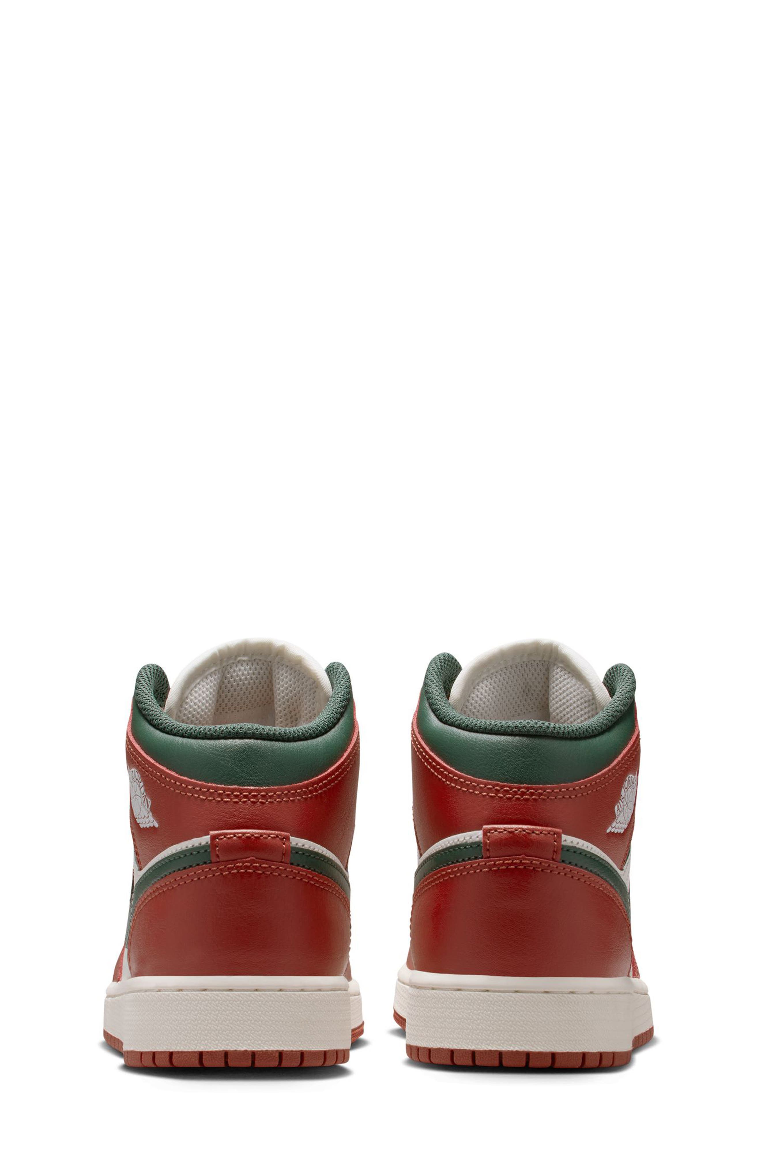 Nike Kids' Air Jordan 1 Mid Sneaker, Alternate, color, Sail/ Green/ Pure Platinum