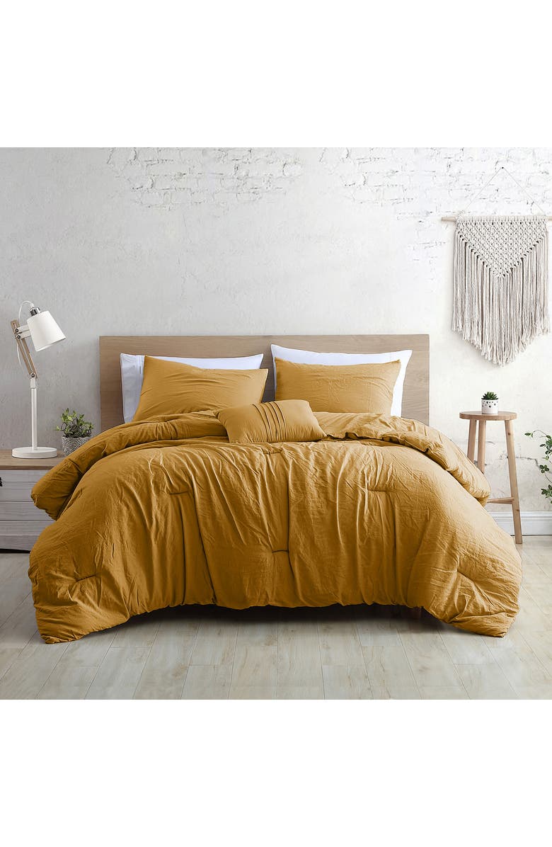 Modern Threads 4-Piece Garment-Washed Comforter Set - Beck Dark Rose - Queen, Alternate, color, Gold