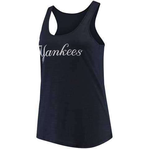 Women's Soft as a Grape Navy New York Yankees Plus Size Swing for the Fences Racerback Tank Top