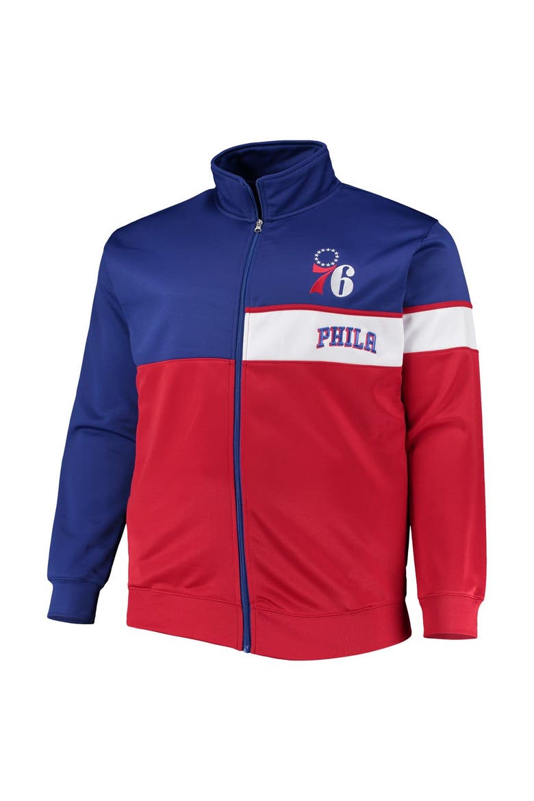 Men's Royal/Red Philadelphia 76ers Big & Tall Pieced Body Full-Zip Track Jacket, Alternate, color, Royal
