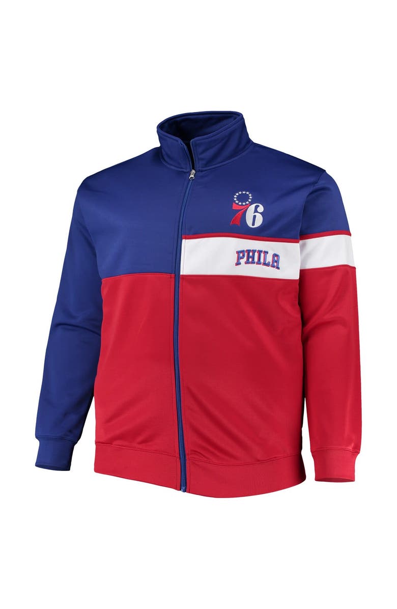 PROFILE Men's Royal/Red Philadelphia 76ers Big & Tall Pieced Body Full-Zip Track Jacket, Alternate, color, Royal