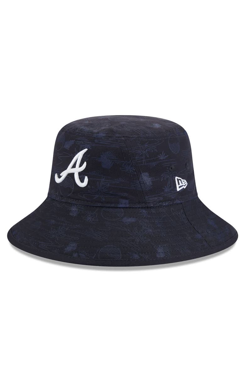 New Era Men's New Era  Navy Atlanta Braves 2025 Spring Training All Over Print Bucket Hat, Main, color, 