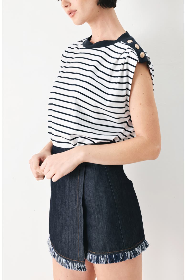 Striped Sleeveless T-Shirt, Alternate, color, WHITE/ NAVY