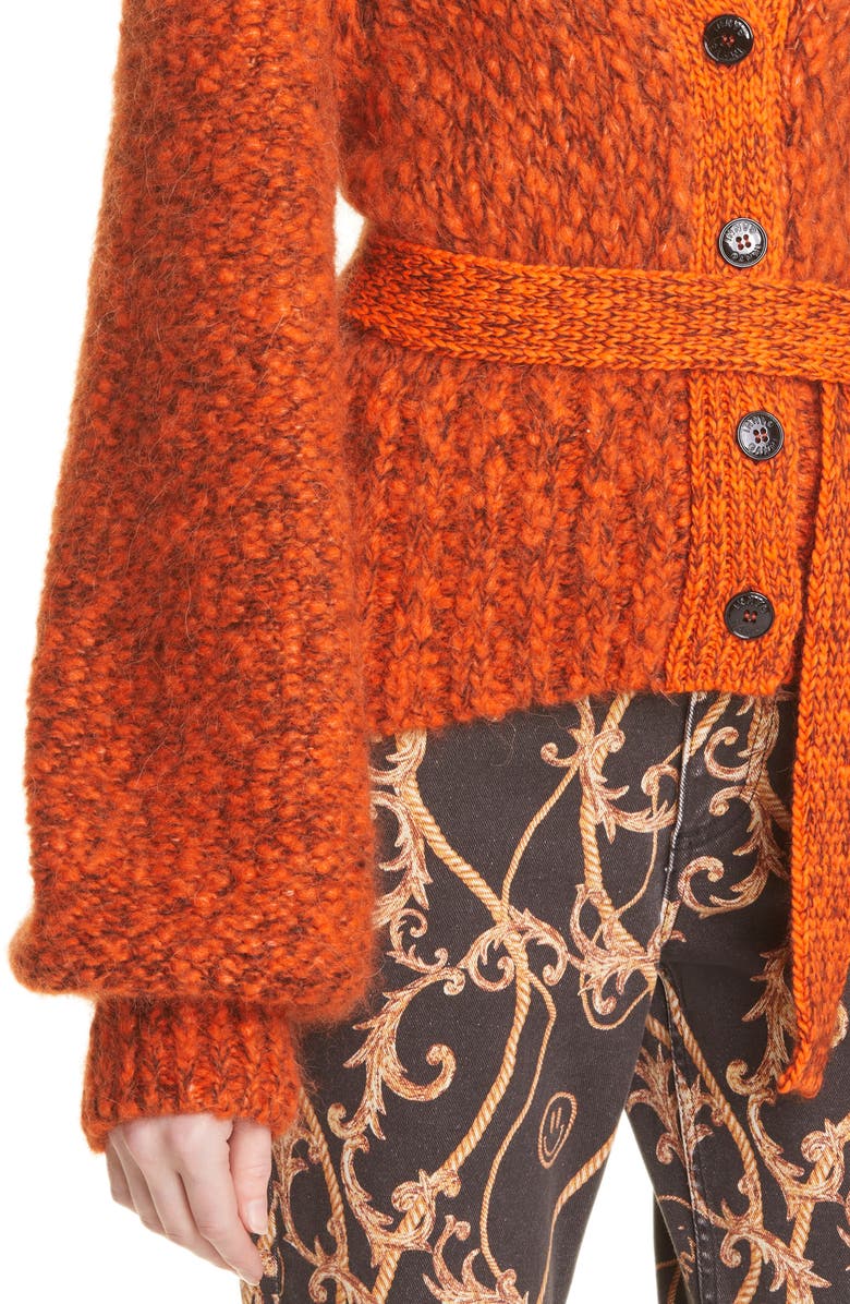 Ganni Chunky Mouline Alpaca & Mohair Belted Cardigan, Alternate, color, 