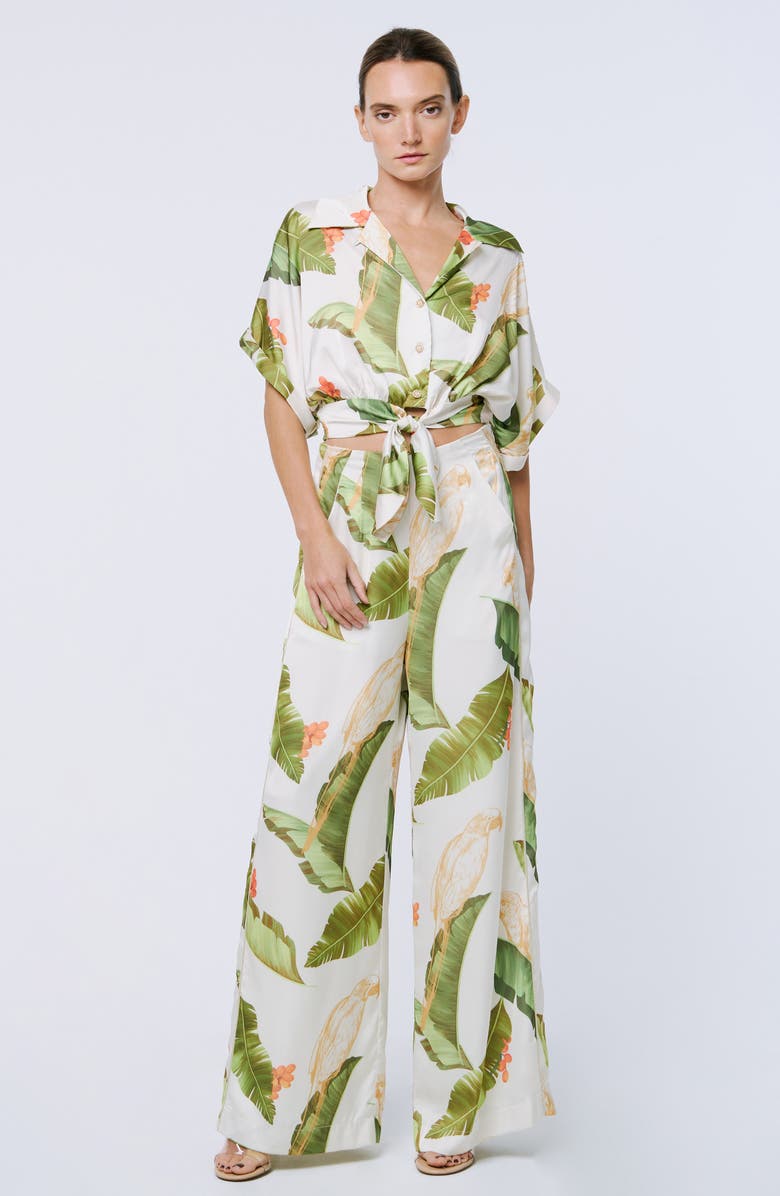 CIEBON Nina Print Tie Waist Crop Shirt, Alternate, color, 