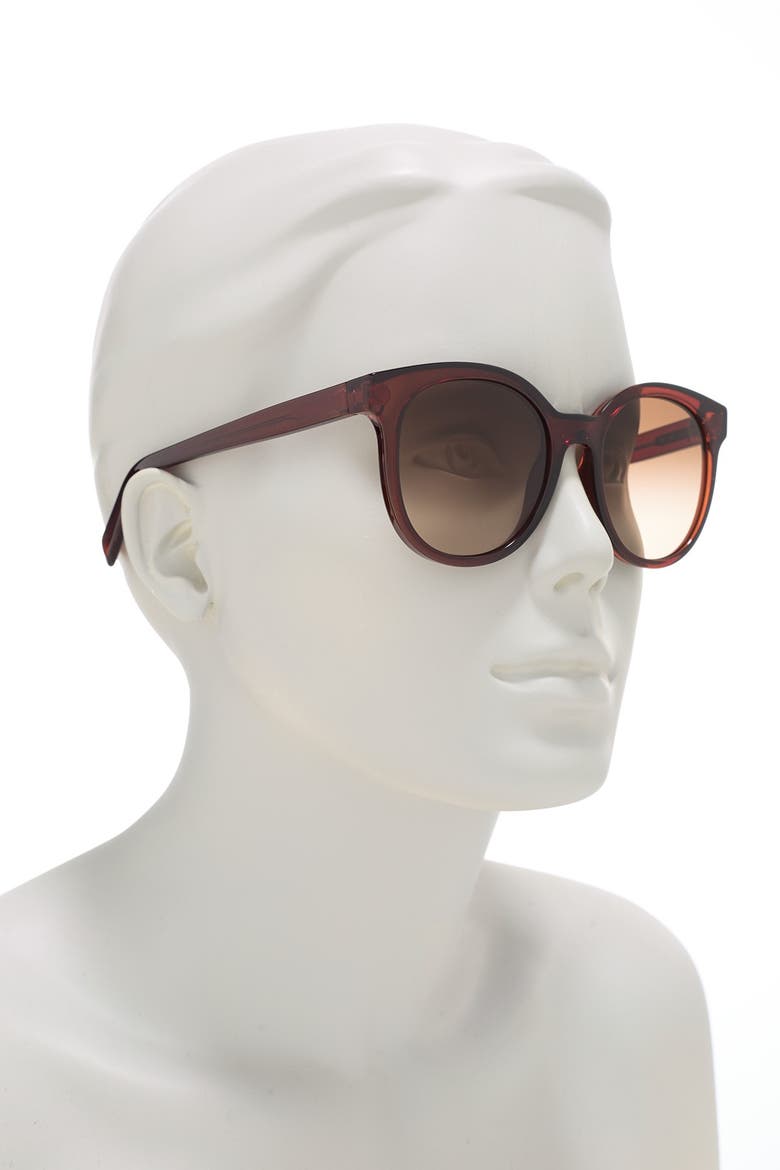 53mm Round Acetate Sunglasses, Main, color, CRYSTAL BROWN