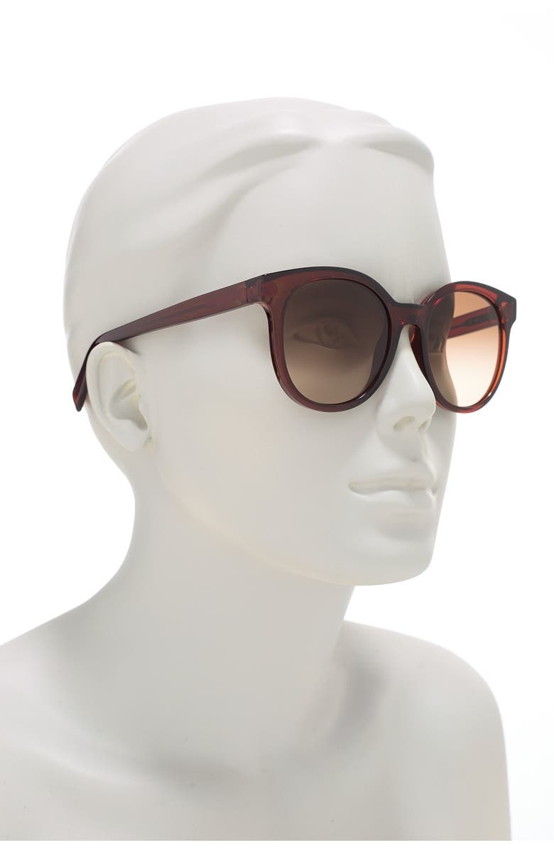 FERRAGAMO 53mm Round Acetate Sunglasses, Main, color, Crystal Brown