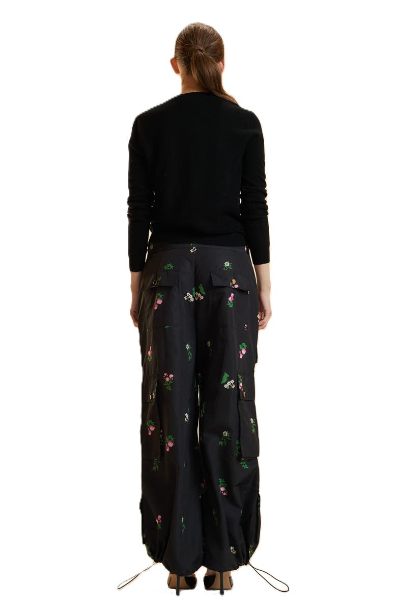Cynthia Rowley Printed Cargo Pants, Alternate, color, Black Floral