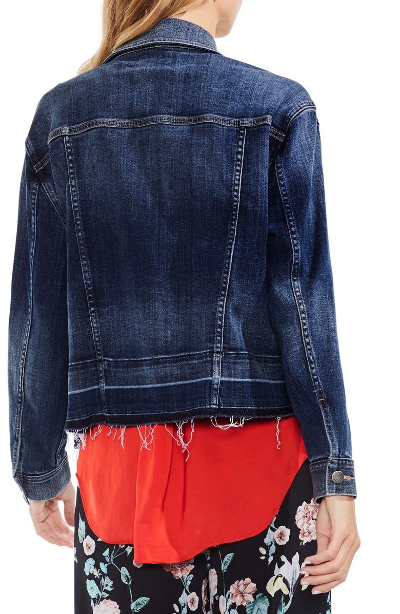 Vince Camuto Indigo Released Hem Denim Jacket, Alternate, color, 
