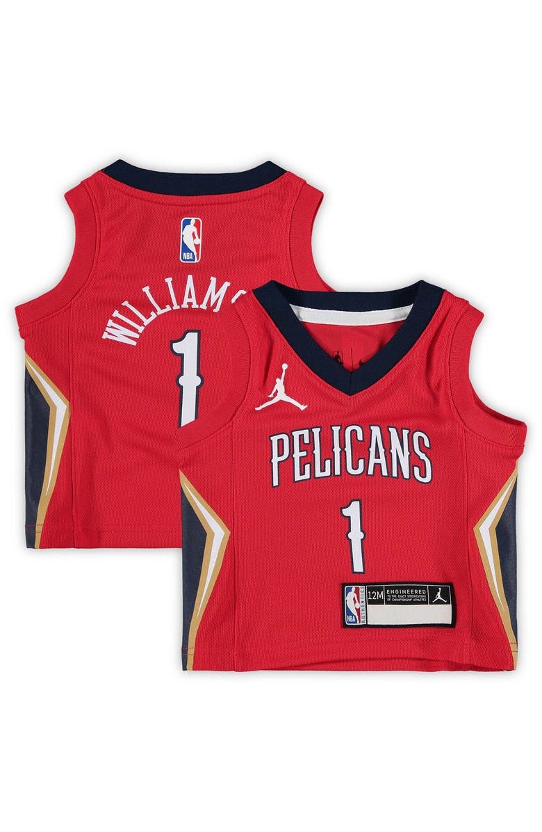 Jordan Brand Infant Jordan Brand Zion Williamson Red New Orleans Pelicans 2020/21 Jersey - Statement Edition, Main, color, 