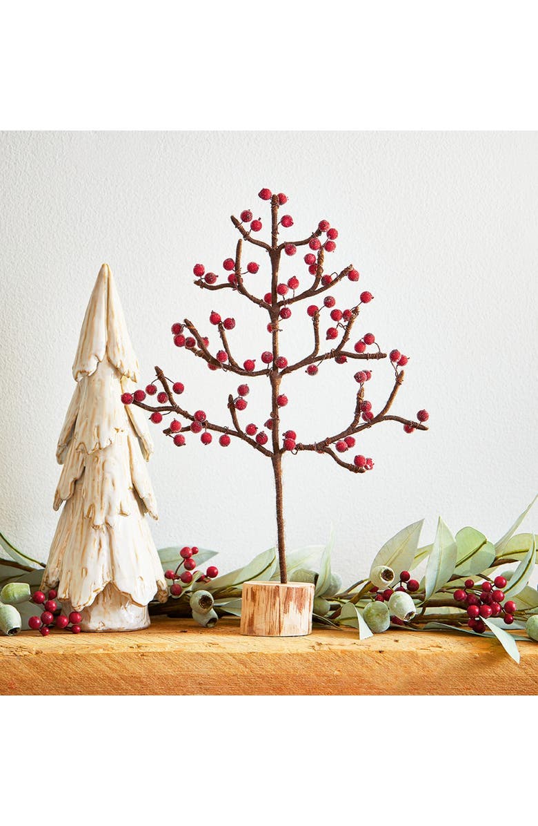 tag Pine Snowy Tree Decor Ceramic Holiday Sculpture White Christmas, Alternate, color,