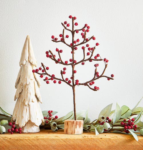 Tag Pine Snowy Tree Decor Ceramic Holiday Sculpture White Christmas In White