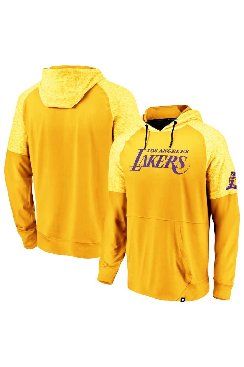 Men's Fanatics Branded Gold Los Angeles Lakers Made To Move Space Dye Raglan Pullover Hoodie, Main, color, Gold