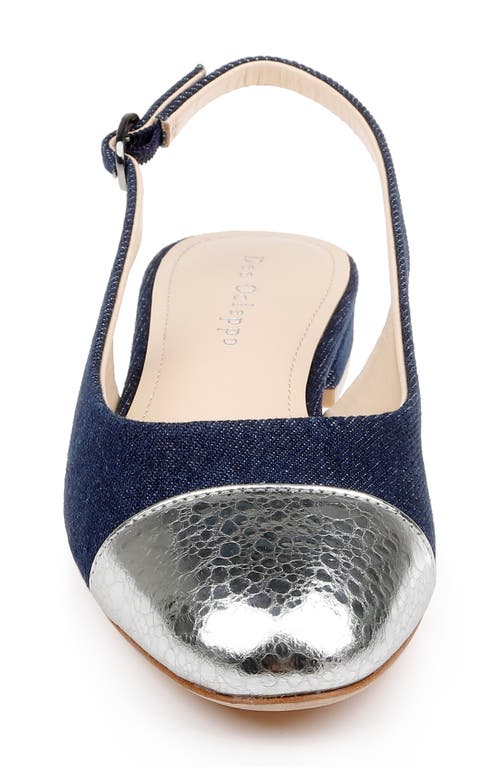 Dee Ocleppo Mumbai Slingback Cap Toe Flat In Blue/silver