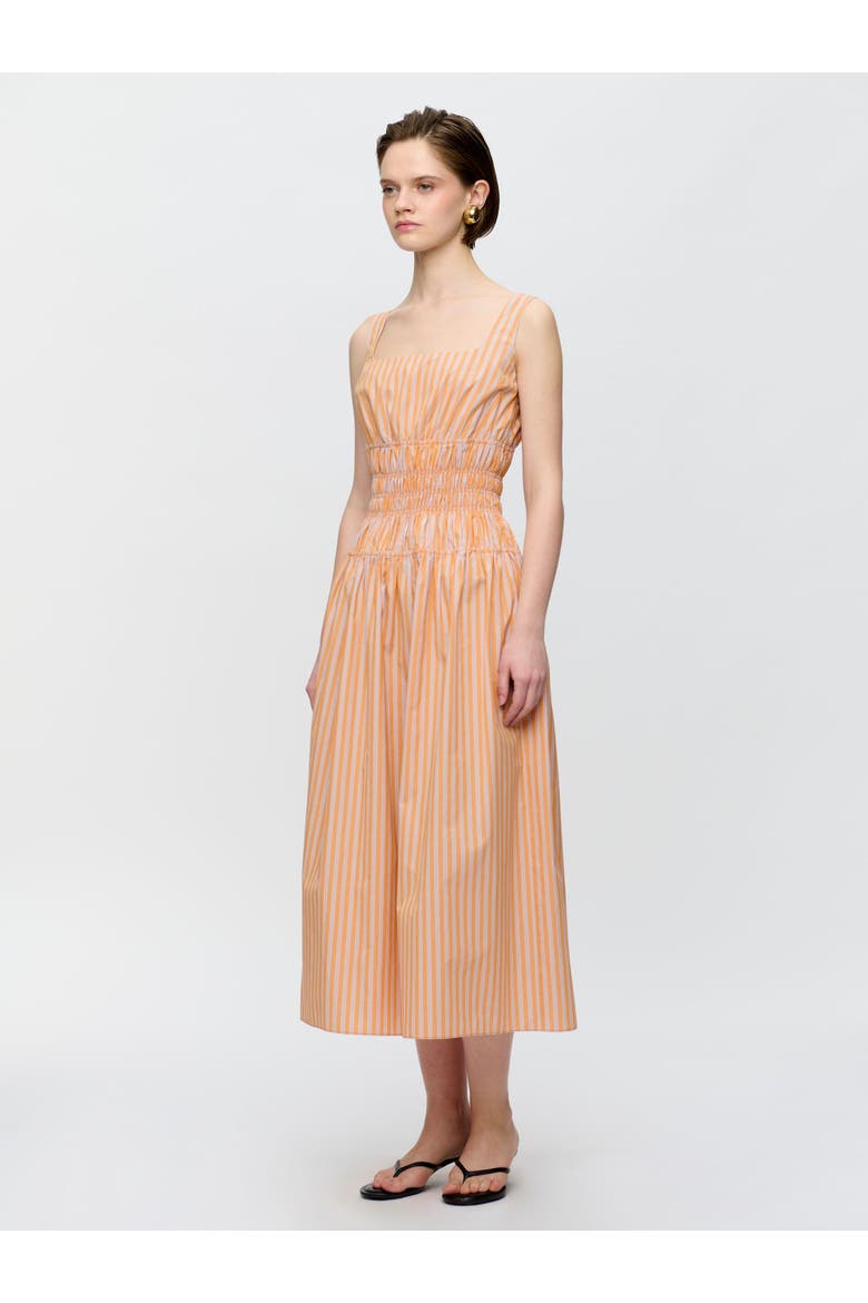 Belinda Gathered waist dress, Alternate, color, Orange / White