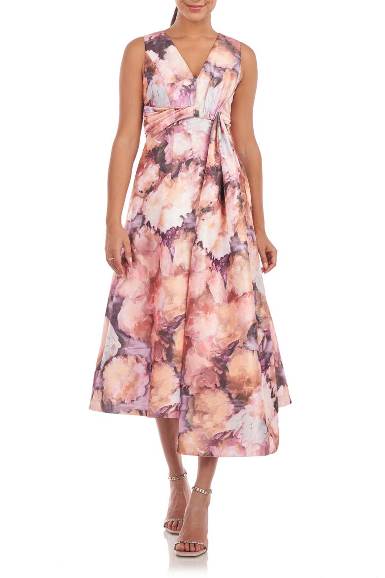 Lani Floral Print Cocktail Midi Dress, Main, color, SOFT ORCHID MULTI