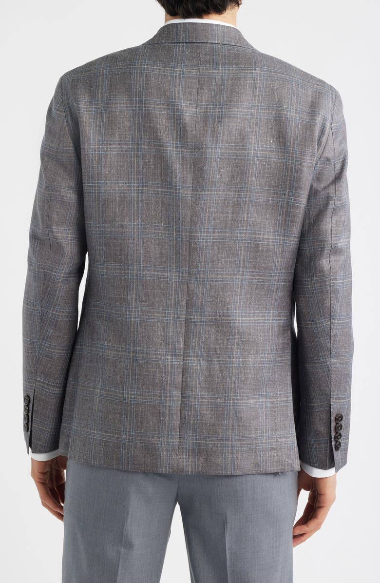 Peter Millar Crown Crafted Pearce Tailored Fit Plaid Soft Sport Coat, Alternate, color, Espresso
