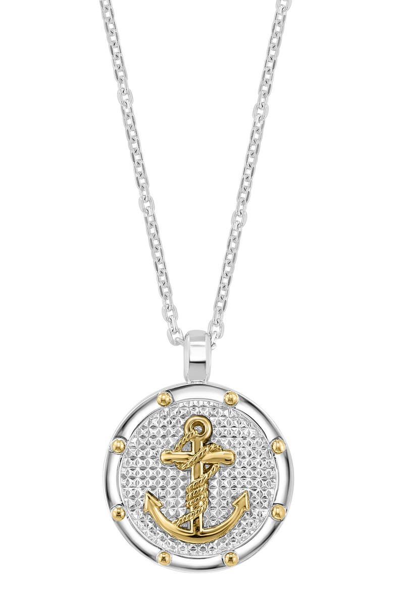 Sterling Silver & 18K Yellow Gold Anchor Pendant Necklace, Main, color, WHITE
