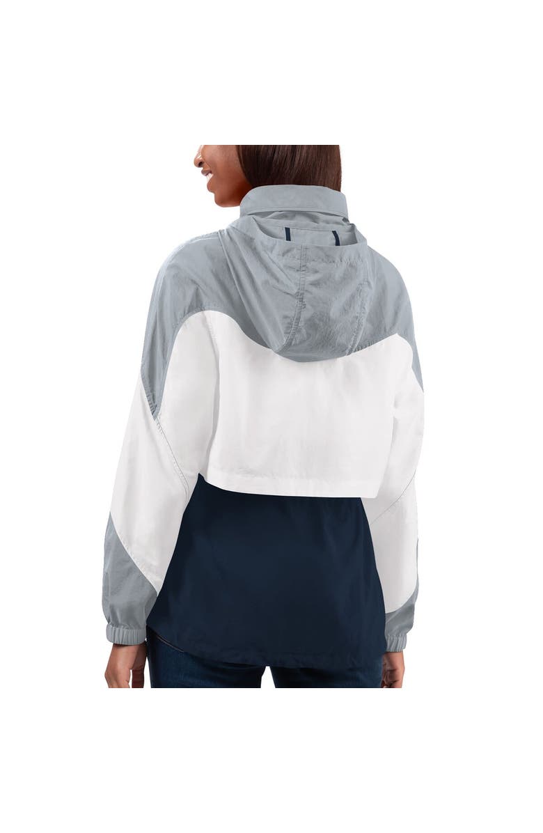 G-III 4HER BY CARL BANKS Women's G-III 4Her by Carl Banks Navy/White Dallas Cowboys Tie Breaker Lightweight Quarter-Zip Jacket, Alternate, color,