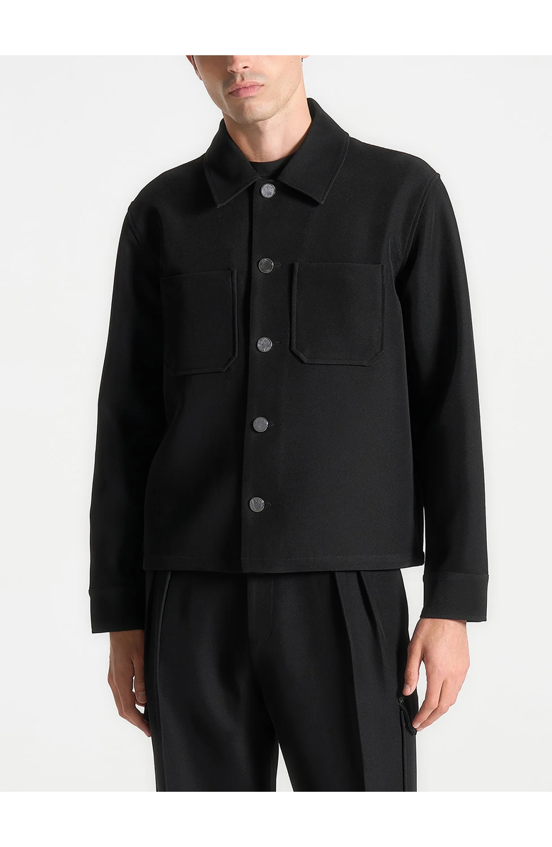 Manière De Voir Benoit Twill Pocket Cropped Shirt, Alternate, color, Black