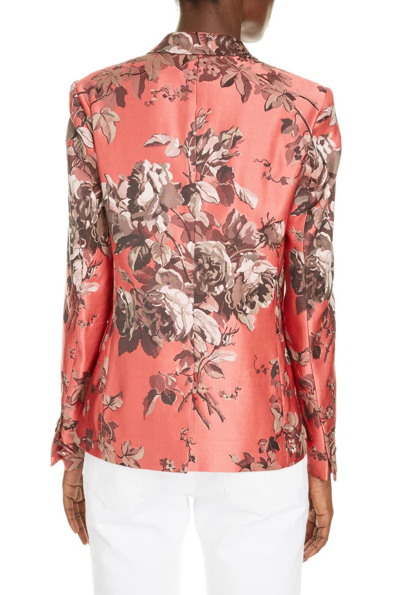 Belma Floral Silk Blend Blazer, Alternate, color, CORAL