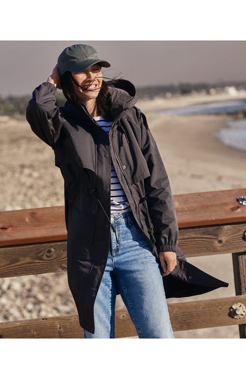 Lands' End Crinkle Raincoat In Black Slate