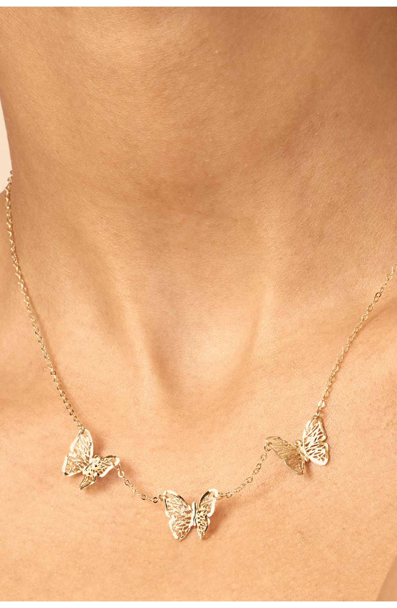 Oradina 14K Yellow Gold Social Butterfly Necklace, Alternate, color, Yellow Gold