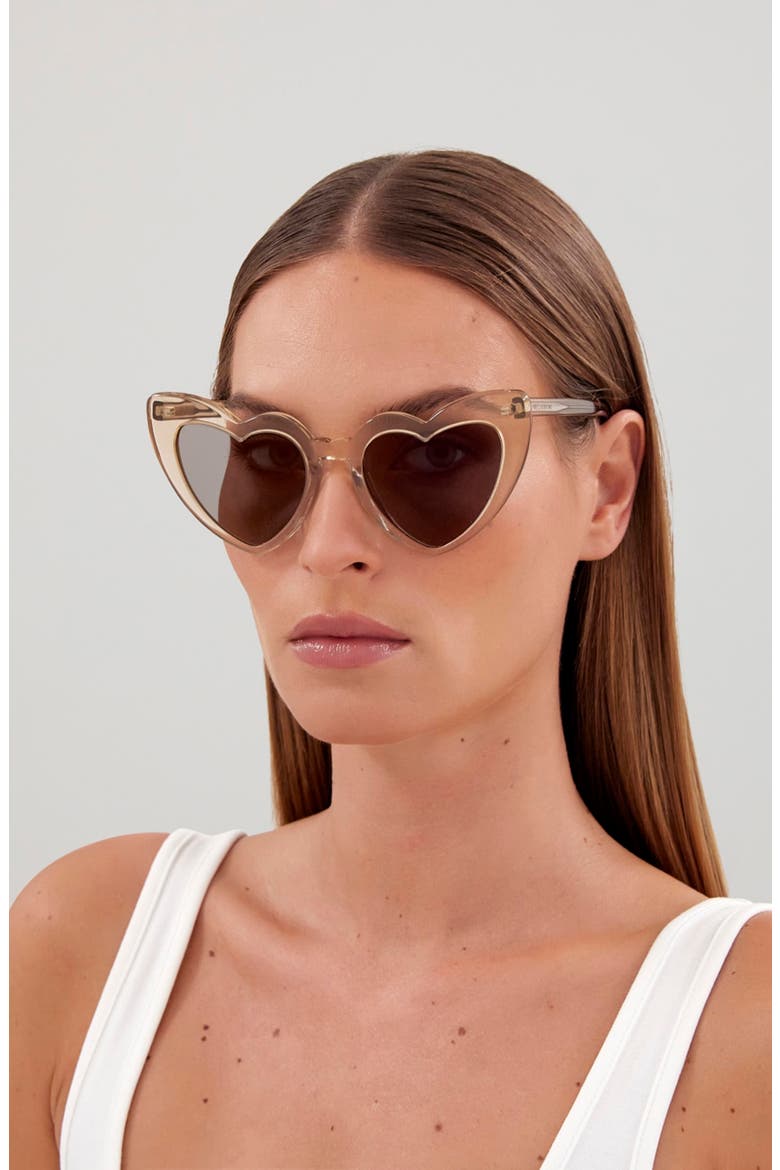 LouLou 52mm Mirrored Heart Sunglasses, Alternate, color, BEIGE