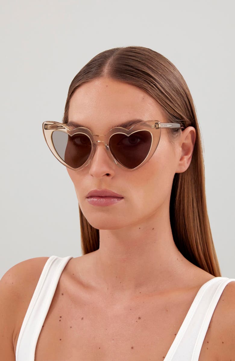 Saint Laurent LouLou 52mm Mirrored Heart Sunglasses, Alternate, color, 