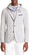 Eleventy Knit Sport Coat with Hooded Bib