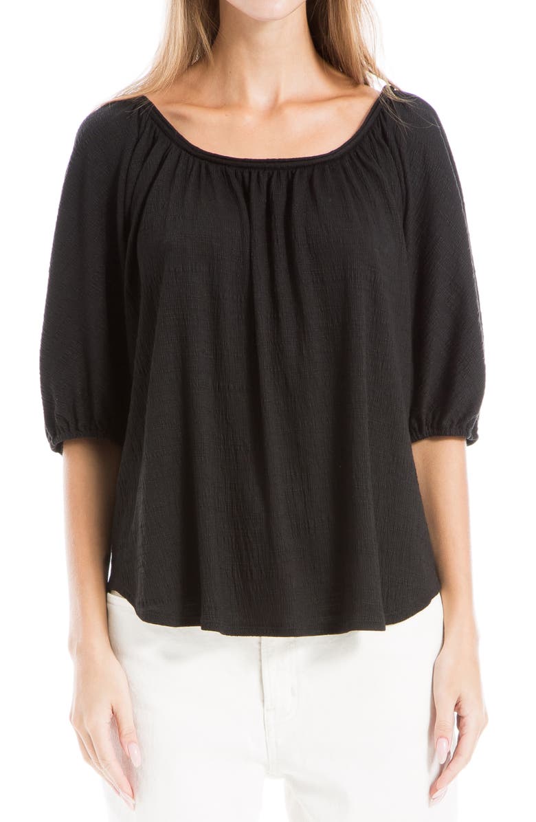 MAX STUDIO Textured Knit Bubble Sleeve Knit Top, Main, color, Black