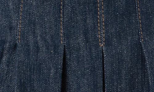 Akris Punto Pleated Denim Miniskirt In Navy Denim