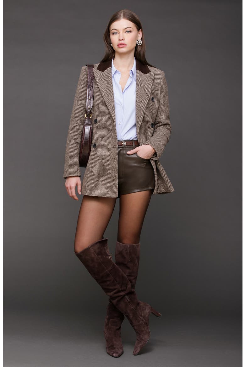 Basket Weave Doubled Breasted Hourglass Blazer, Alternate, color, BROWN BASKET