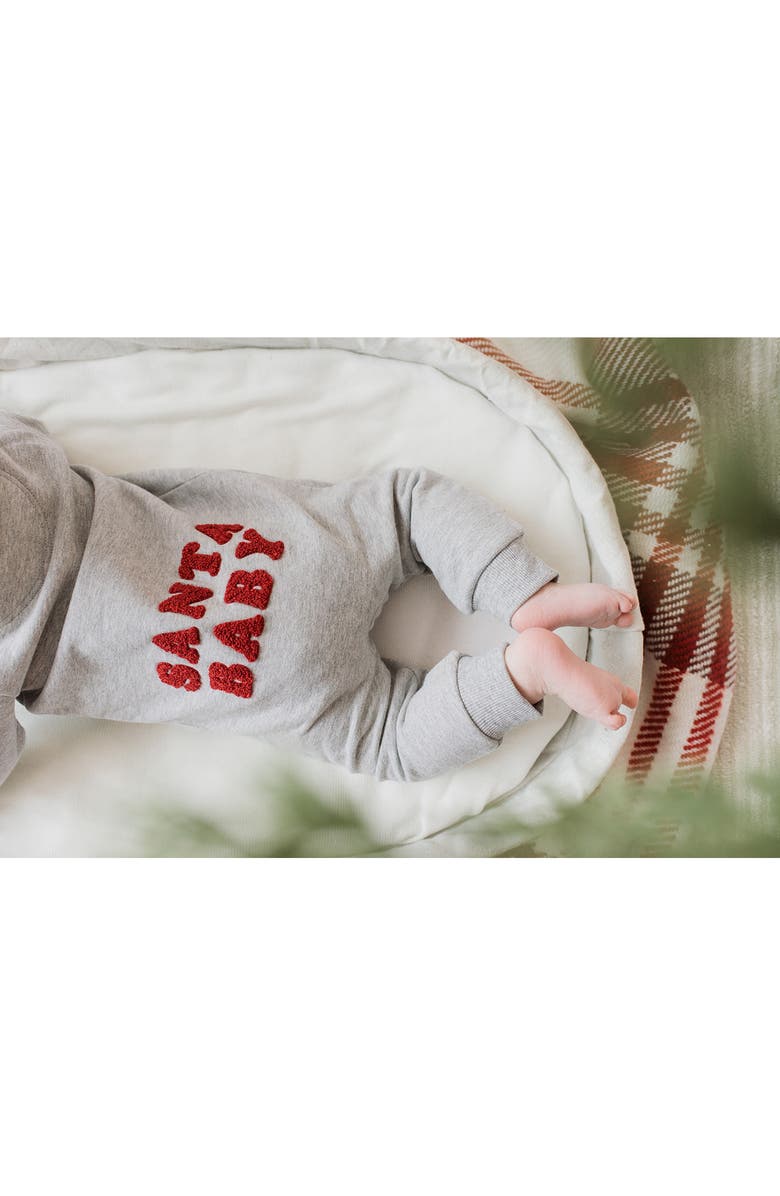 Petit Lem Santa Baby Stretch Organic Cotton Fitted One-Piece Pajamas, Alternate, color, Mhg-Med Hthr Grey