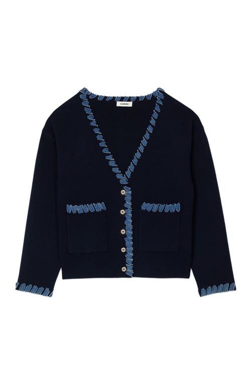 SANDRO SANDRO CARDIGAN WITH DENIM DETAILS