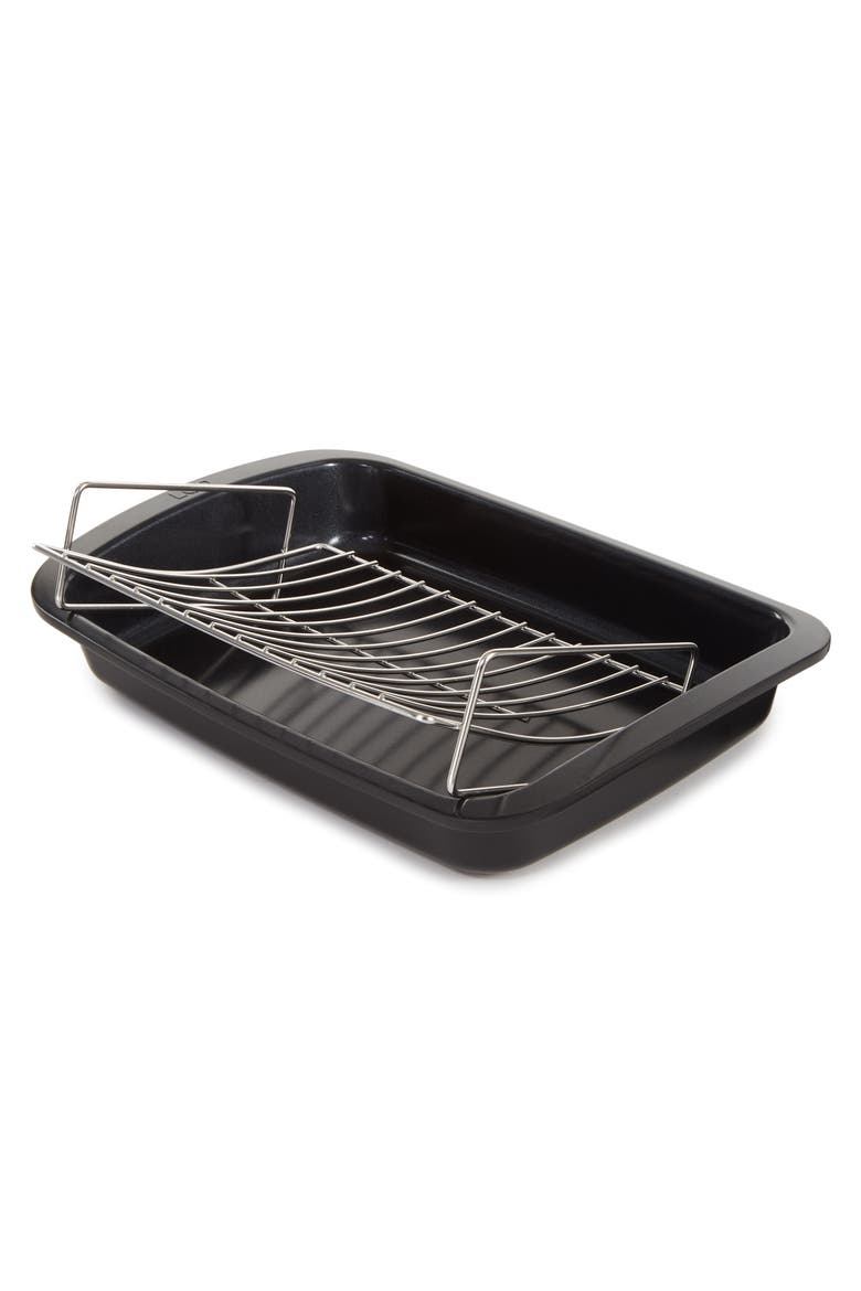 Graphite 3-Piece Non-Stick Roasting Pan, Alternate, color, BLACK