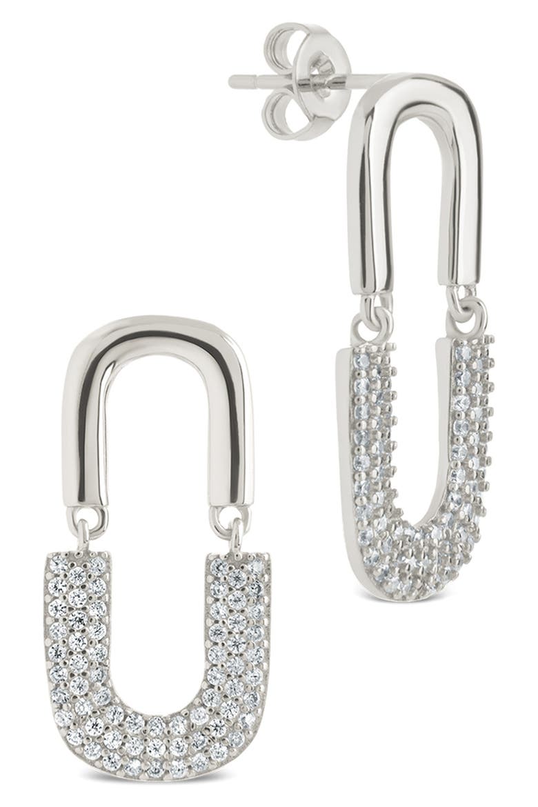 Ellie Radiant Arc Drop Earrings, Main, color, SILVER