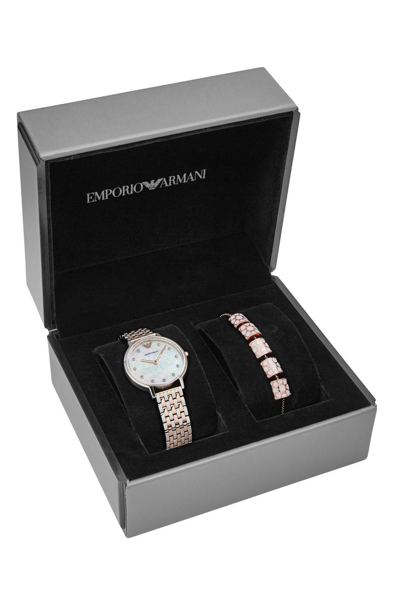 Emporio Armani Bracelet Watch Set, Alternate, color, Silver