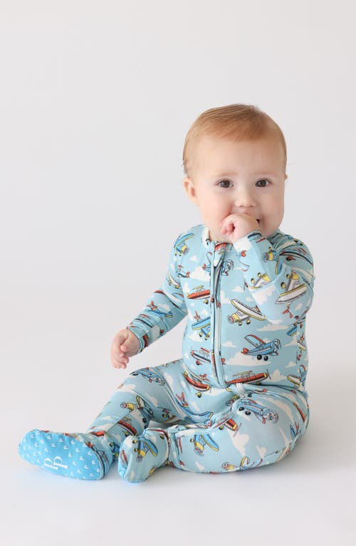 Posh Peanut Planes Zip Footie In Blue