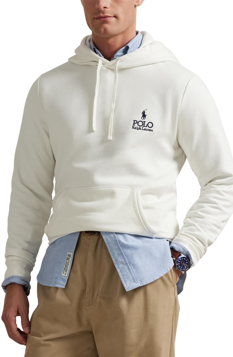 Polo Ralph Lauren Logo Fleece Hoodie, Main, color, Deckwash White