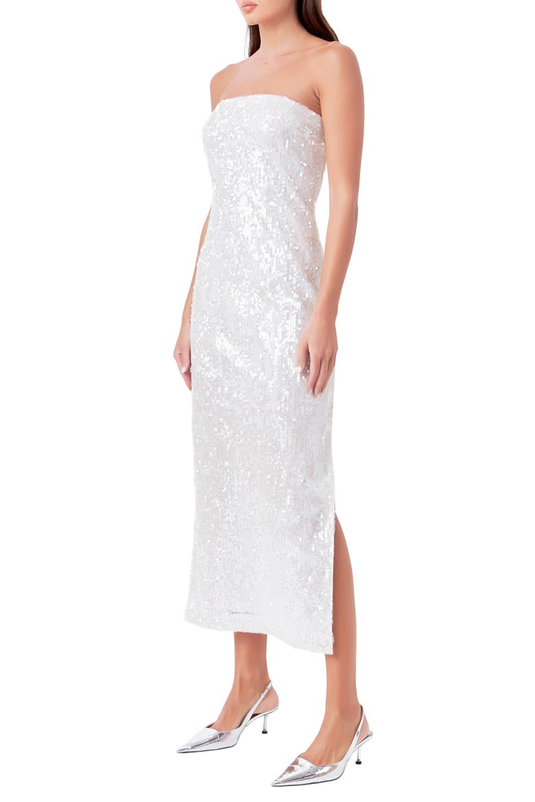 Sequin Strapless Maxi Dress, Alternate, color, CLEAR